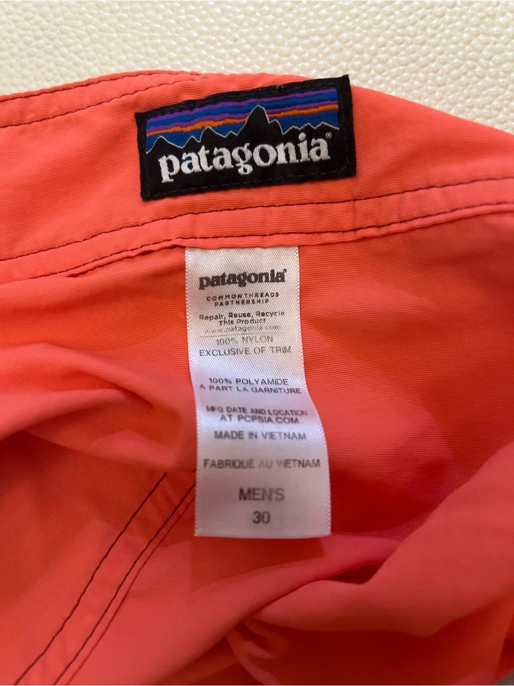 Patagonia Men's Swim Board Shorts with Gray Drawstring